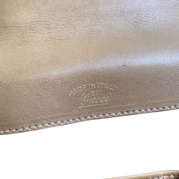 Rare Genuine Vintage GUCCI Tan Leather Clutch Wristlet Bag Made In Italy - Picture 10 of 14